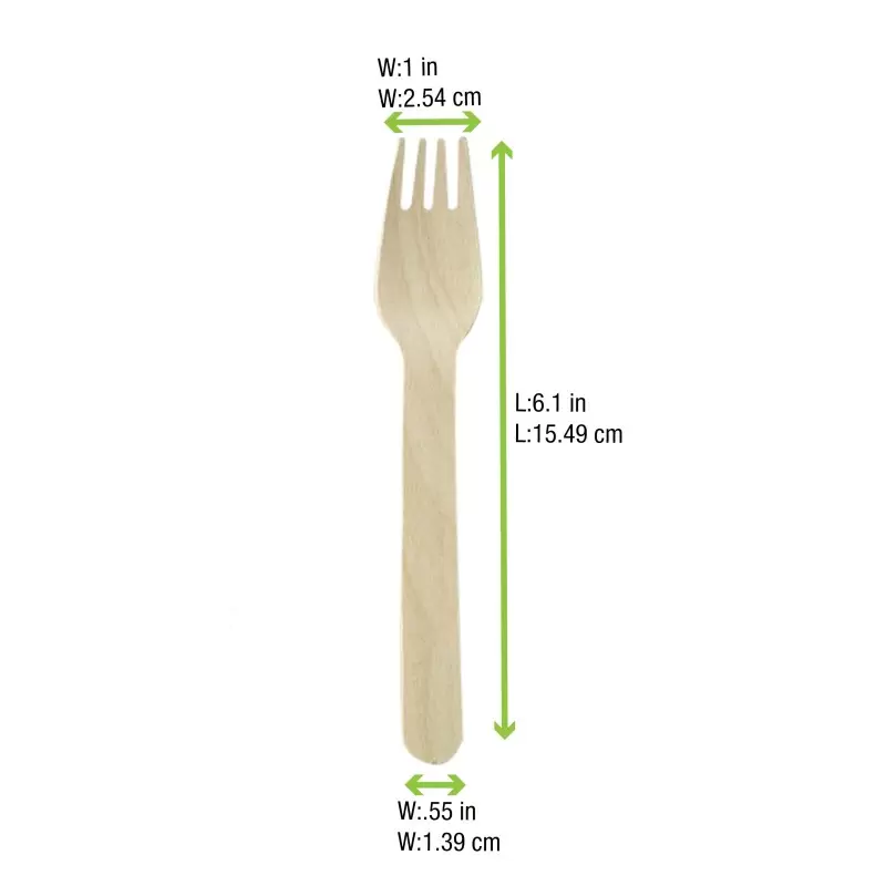 PacknWood Wooden Fork - 6.22'' - 576 pcs