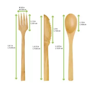 PacknWood Bamboo Cutlery Kit - 2 x 6.25'' - 144 pcs