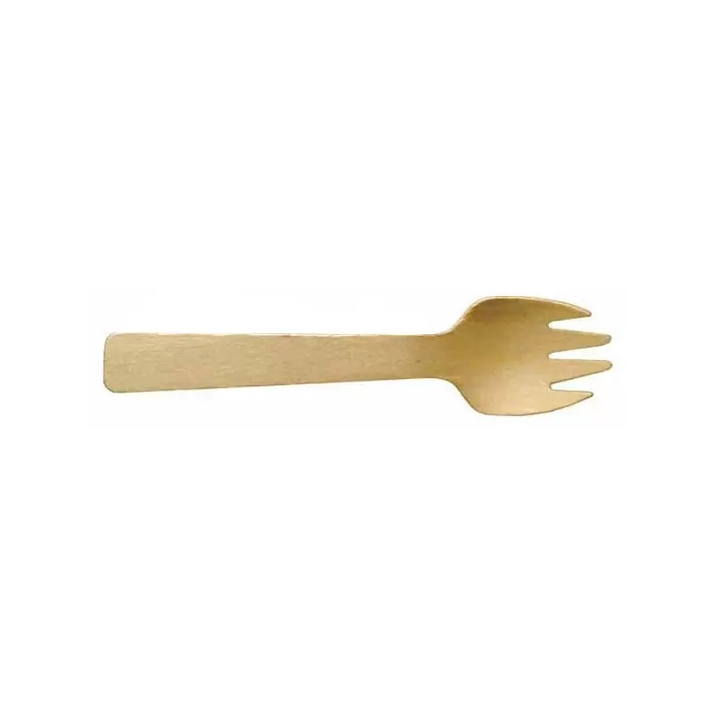 PacknWood Wooden Mini Spork - 4.13'' - 576 pcs