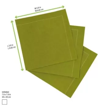 PacknWood Luxury Olive Green Cotton Cocktail Napkin - 7.9'' x 7.9'' - 200 pcs