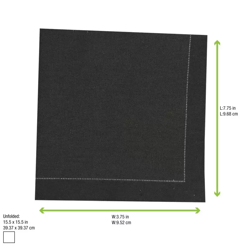 PacknWood Luxury Black Night Cotton Table Napkin - 15.8'' x 15.8'' - 100 pcs