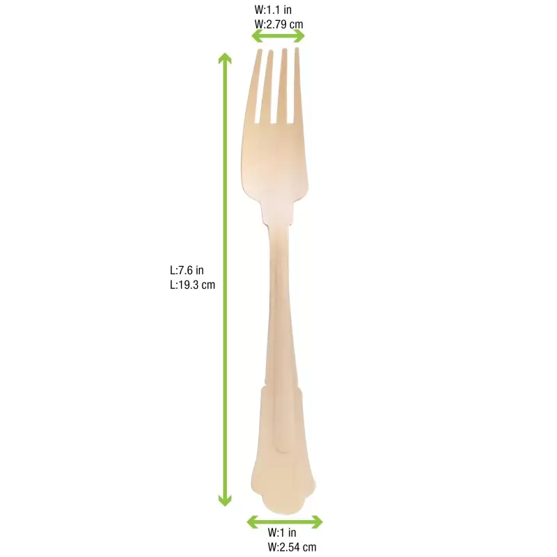 PacknWood Elegant Wooden Fork - 7.5'' - 288 pcs