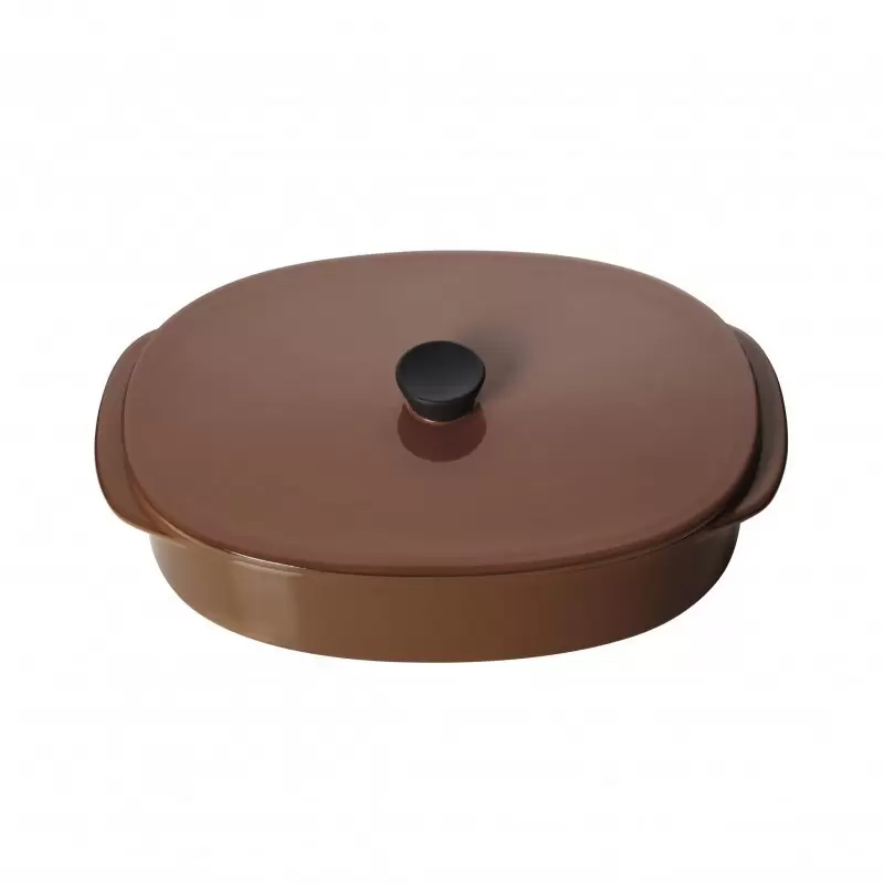 Revol Caractere Culinaire Collection Rect Dish With Lid 19x13 - Cinnamon - Set of 2 pcs