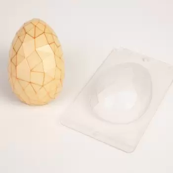 Thermoformed Polycarbonate Chocolate Mold - Diamond Egg - 2 Cavity -100 mm x 66 mm x h 66 mm - 80 gr