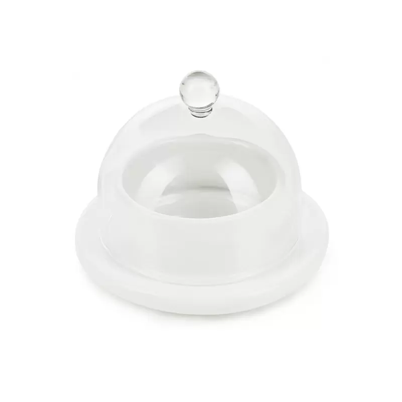 Revol Les Essentiels Collection Butter Dish Glass Cloche - White - Set of 6 pcs