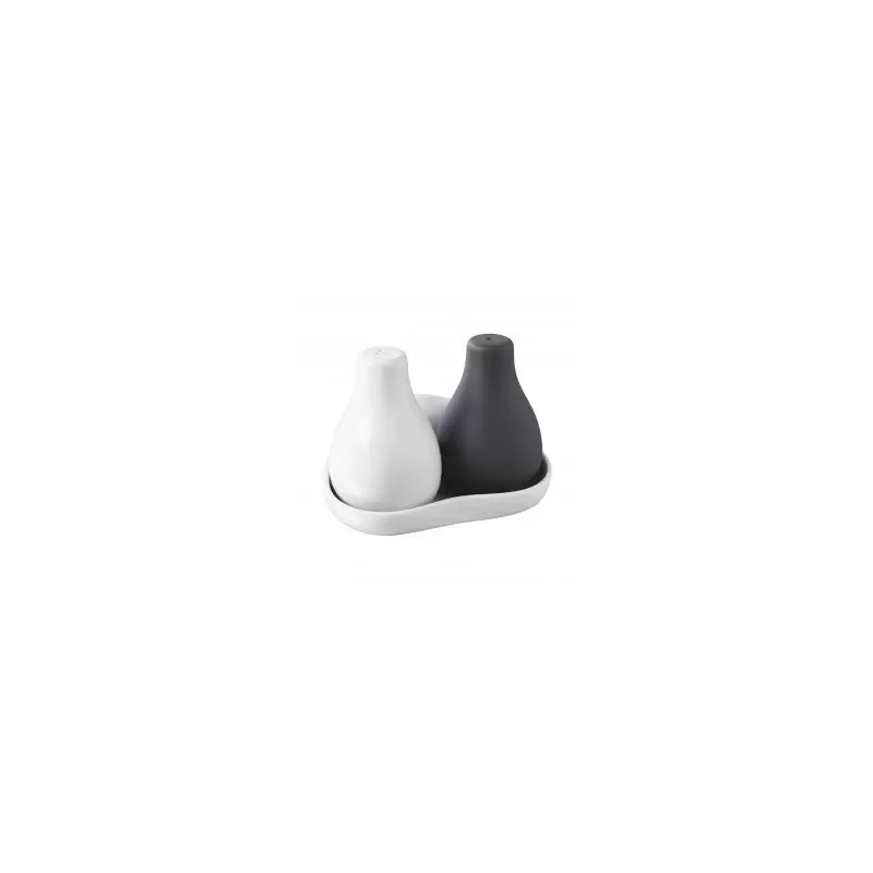 Revol Likid Collection Salt/Pepper Set On Tray - White Matt slate style