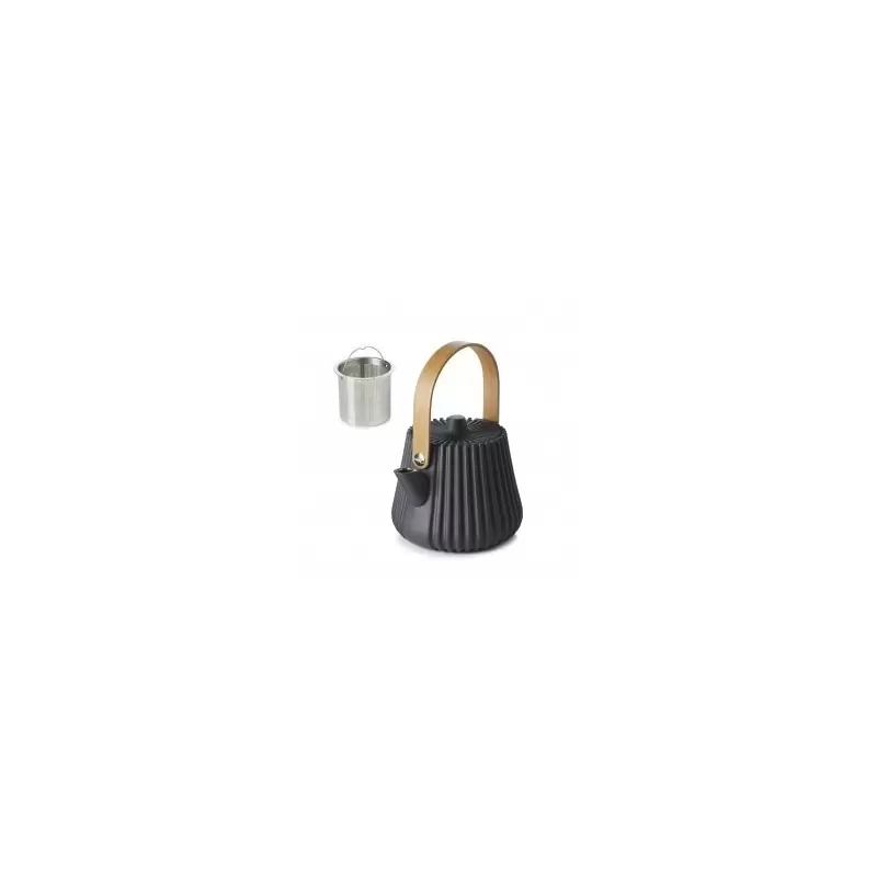 Revol Pekoe Collection Teapot + Infuser Basket - Black Smooth Dark Metal