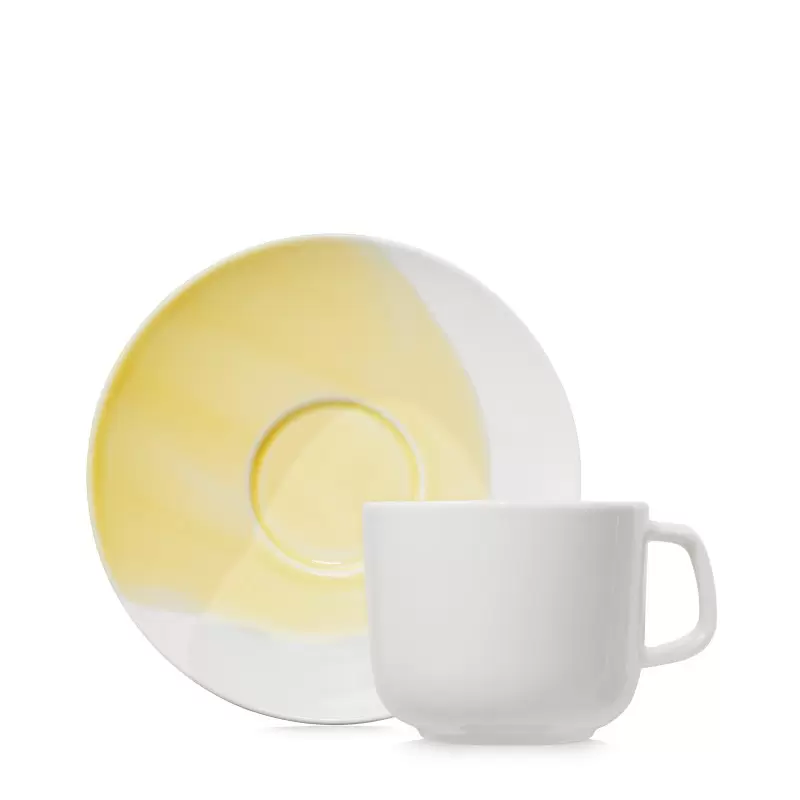 Revol Confluence Collection Tea Cup And Saucer 20 cl - Saffron Alabaster white - Set of 6 pcs