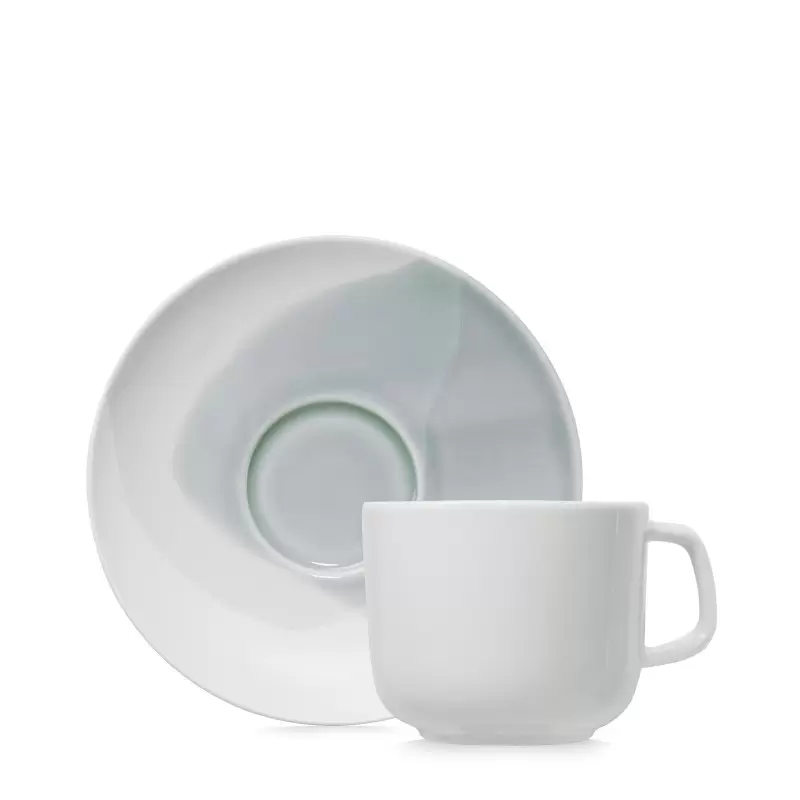 Revol Confluence Collection Tea Cup And Saucer 20 cl - Fjord Alabaster white - Set of 6 pcs