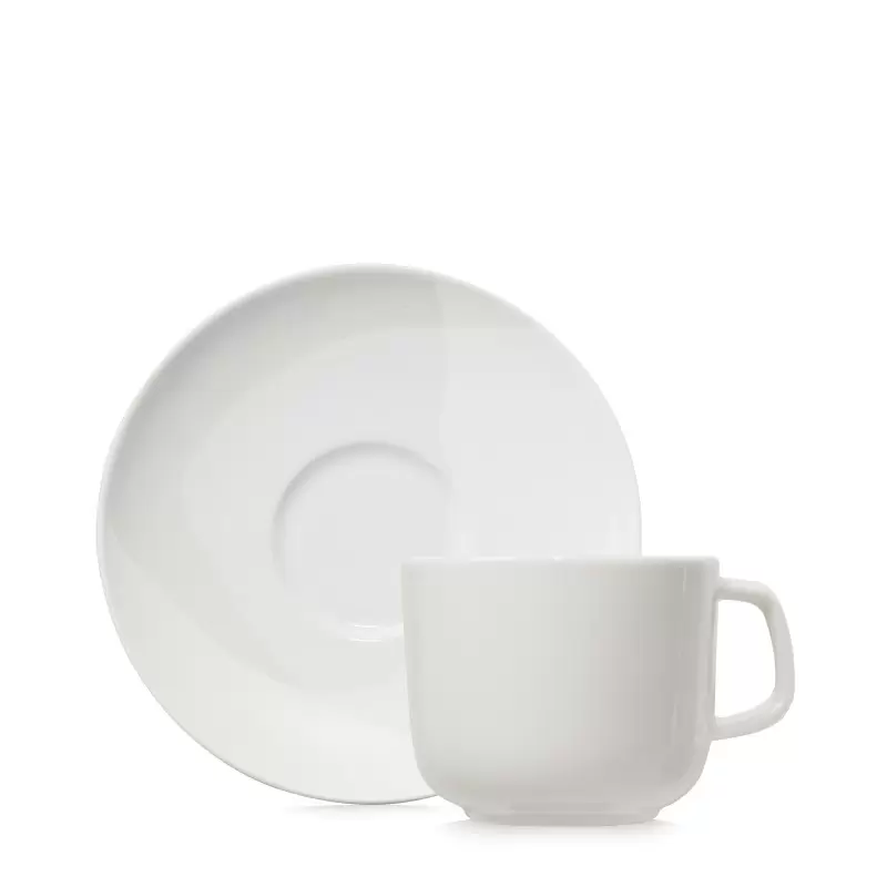 Revol Confluence Collection Tea Cup And Saucer 20 cl - Coconut milk Alabaster white - Set of 6 pcs