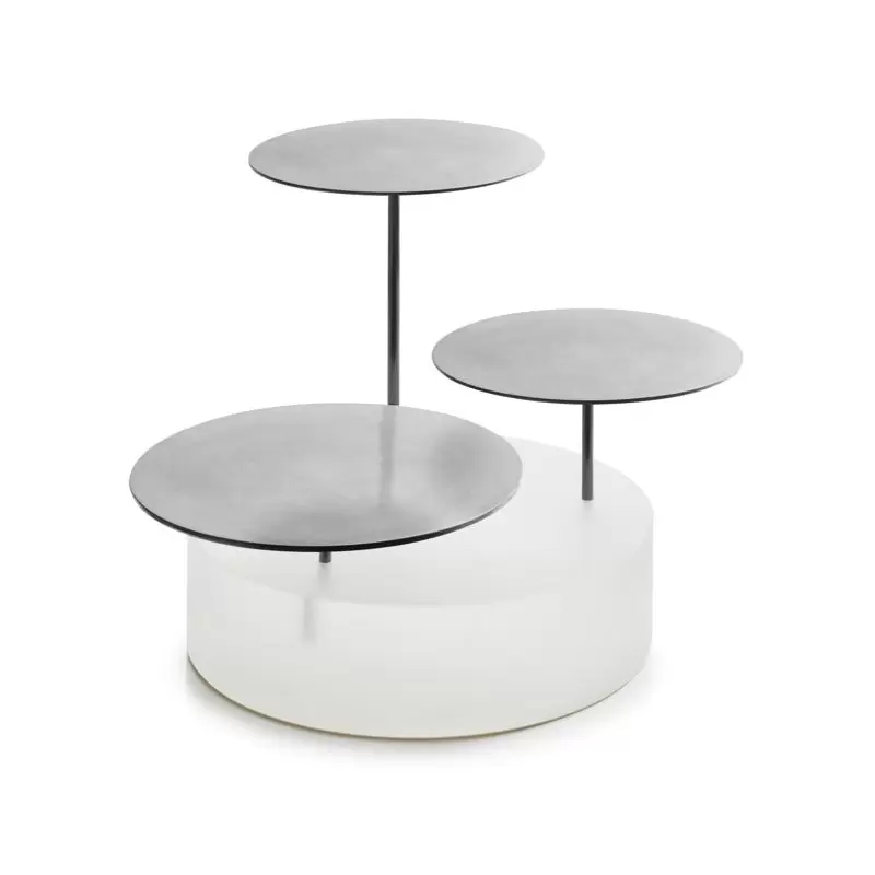 Revol ICE Collection Bricks Bar Round 3 Trays - Nacryl White/Stainless Steel Brushed Silver Finish