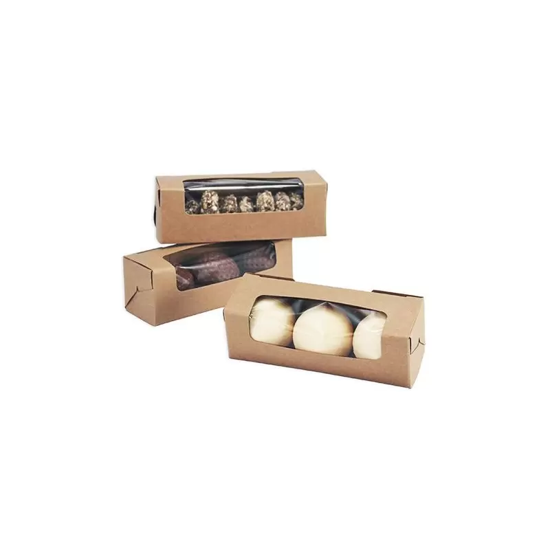 Kraft Golf Ball Classic Chocolate Truffles Window Boxes 4.875'' x 1.625'' x 1.625'' - Pack of 50 pcs