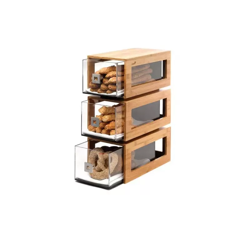 Rosseto Three-Tier Bamboo Column with Drawers - 1 Piece - 8 x 15.5 x 22 In.