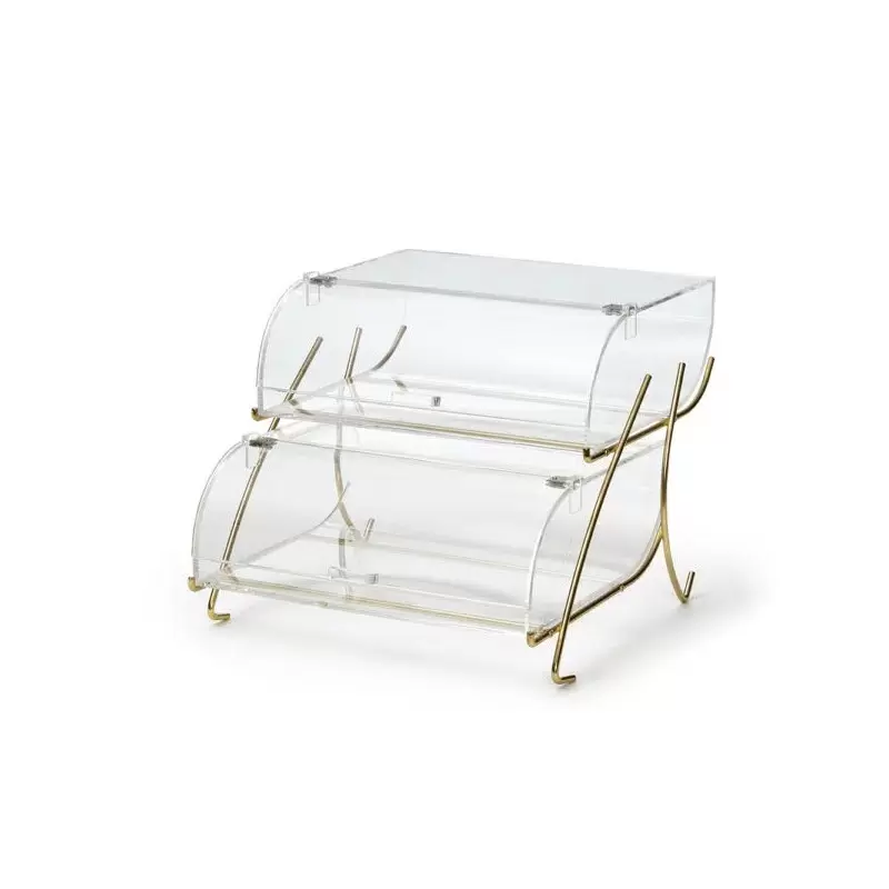 Rosseto Two-Tier Bakery Case with Brass Wire Stand - 1 Piece - 15.75 x 17.75 x 13.25 In.