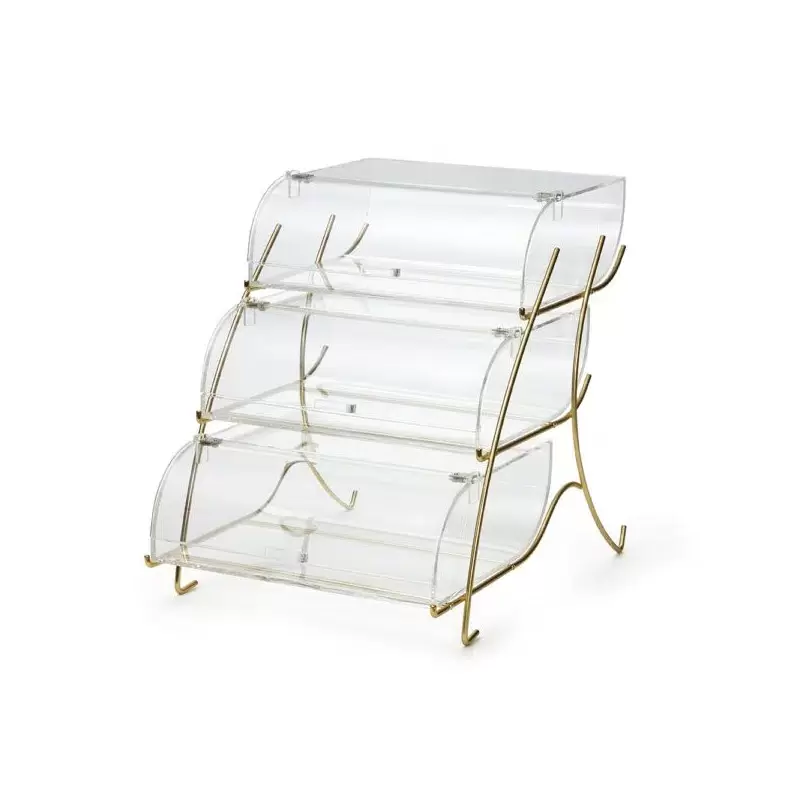 Rosseto Three-Tier Bakery Case with Brass Wire Stand - 1 Piece - 15.75 x 21.9 x 19.25 In.