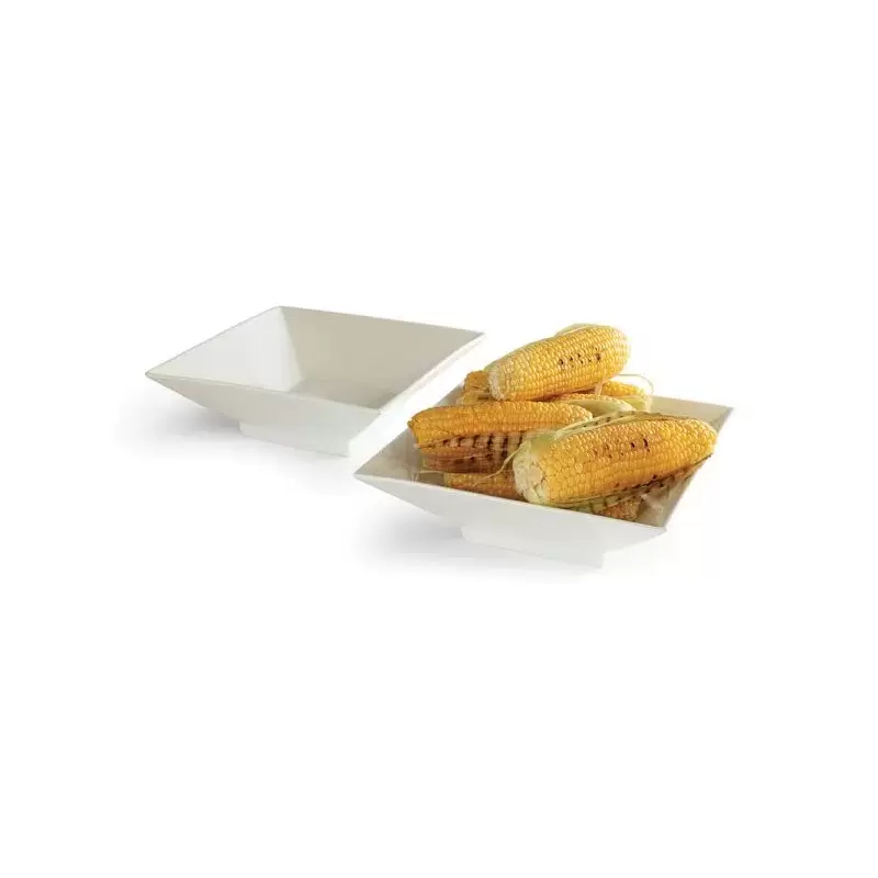 Rosseto Large Square White Porcelain Bowl (Set of 2 pcs.) - 1 SET - 10.5 x 10.5 x 3.23 In.