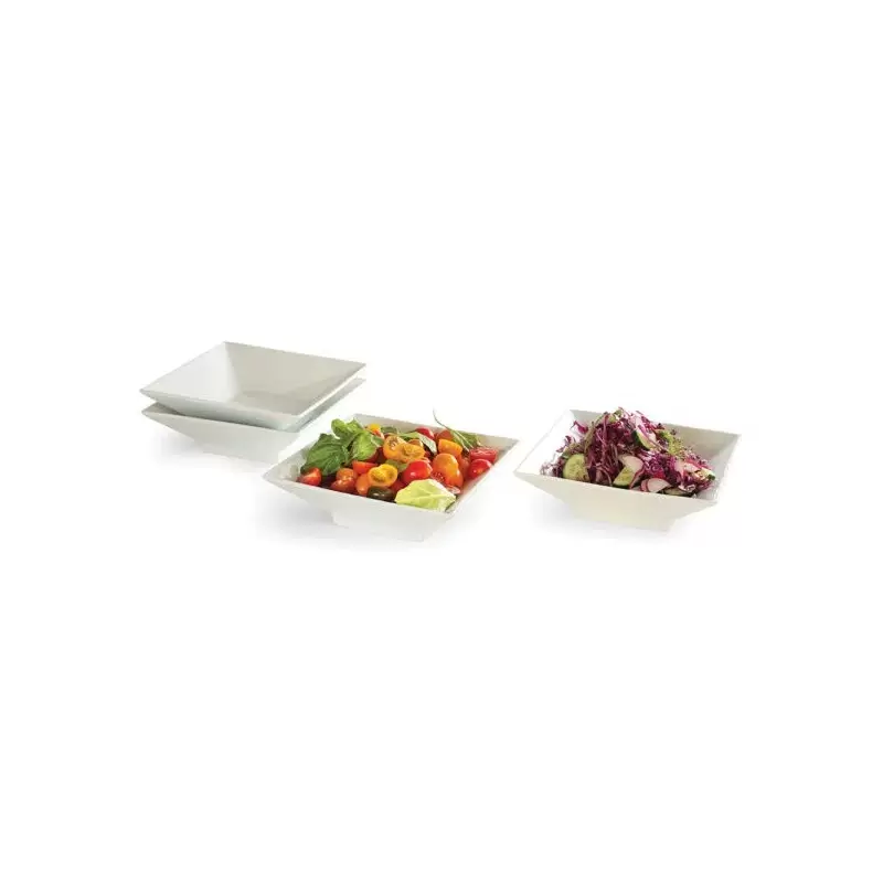 Rosseto Medium Square White Porcelain Bowl (Set of 4 pcs.) - 1 SET - 8.38 x 8.38 x 2.75 In.