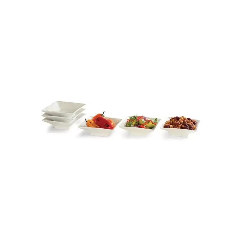 Rosseto Small Square White Porcelain Bowl (Set of 6 pcs.) - 1 SET - 4.5 x 4.5 x 1.5 In.