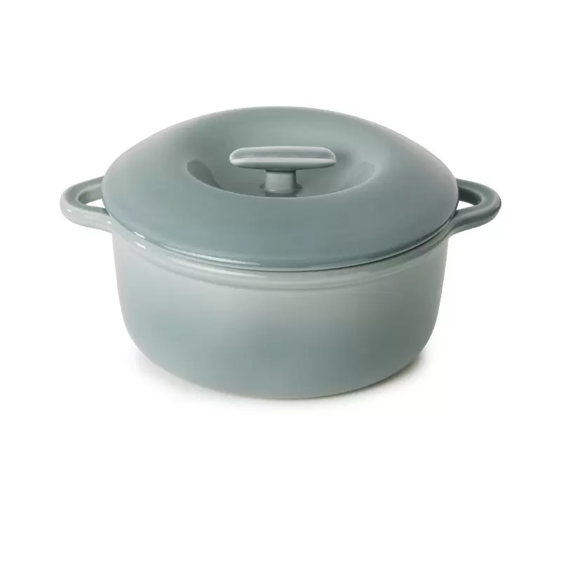 Revol Bombance Collection Round Cocotte 22 cm Oven With Porcelain Lid - Cloud Grey