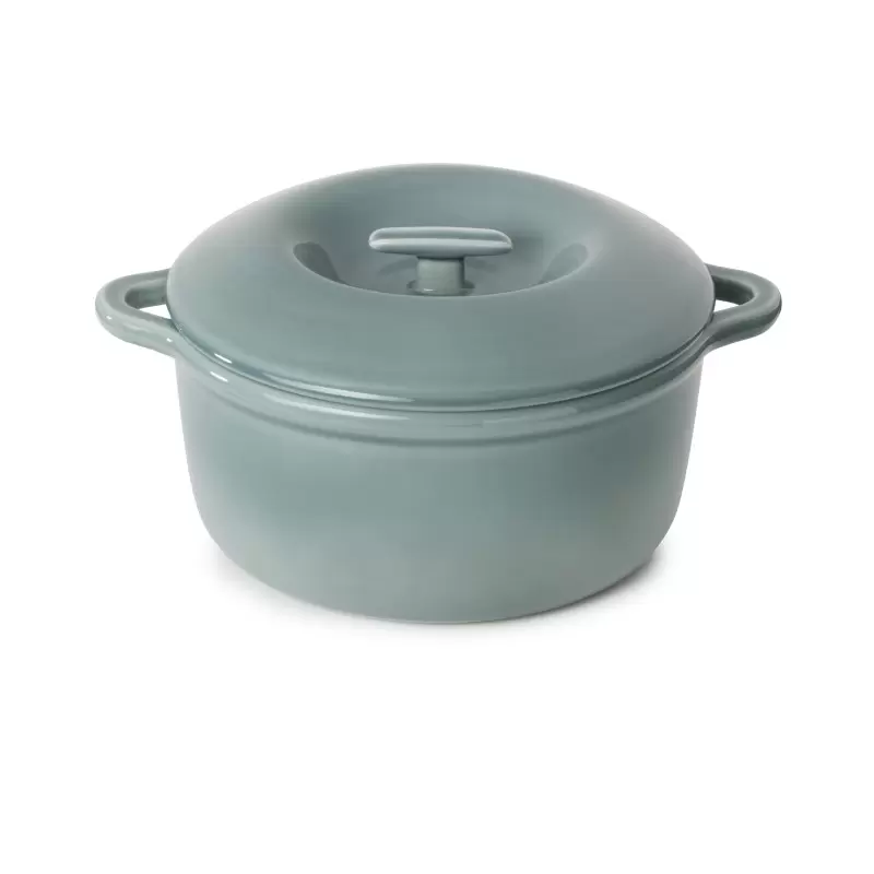 Revol Bombance Collection Round Cocotte 26 cm Oven With Porcelain Lid - Cloud Grey