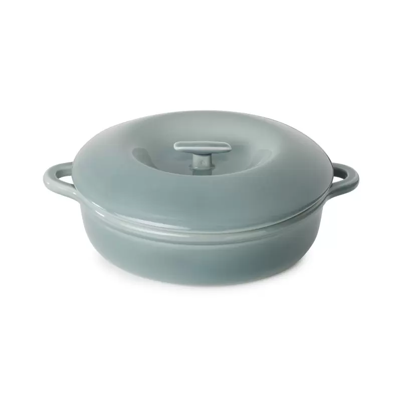 Revol Bombance Collection Round Cocotte 31 cm Induction With Porcelain Lid - Cloud Grey Induction