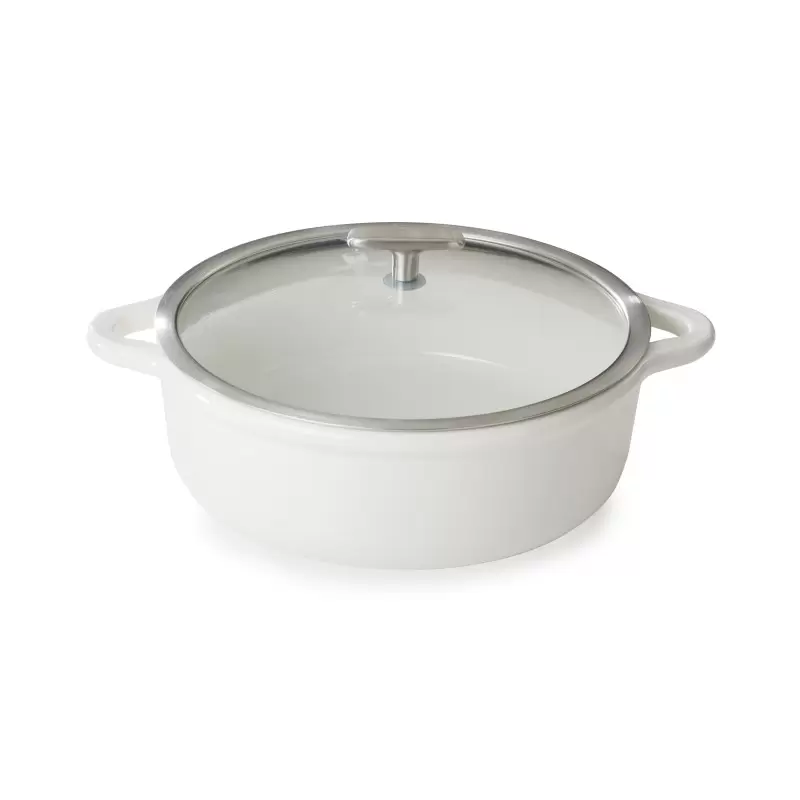 Revol Bombance Collection Round Cocotte 29 cm Induction With Glass Lid - Alabaster white Glass Induction