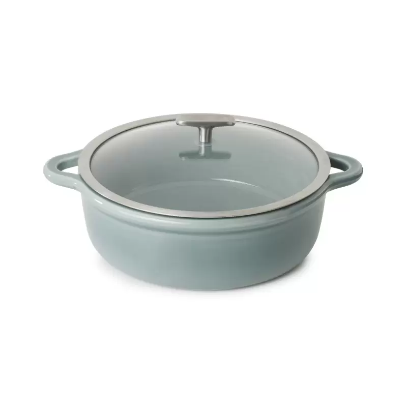 Revol Bombance Collection Round Cocotte 29 cm Induction With Glass Lid - Cloud Grey Glass Induction