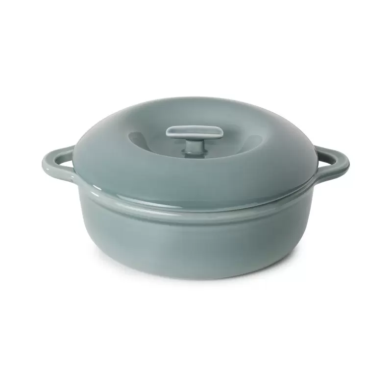 Revol Bombance Collection Round Cocotte 29 cm Induction With Porcelain Lid - Cloud Grey Induction