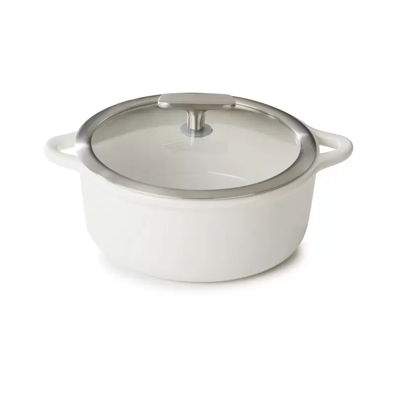 Revol Bombance Collection Round Cocotte 19 cm Induction With Glass Lid - Alabaster white Glass Induction