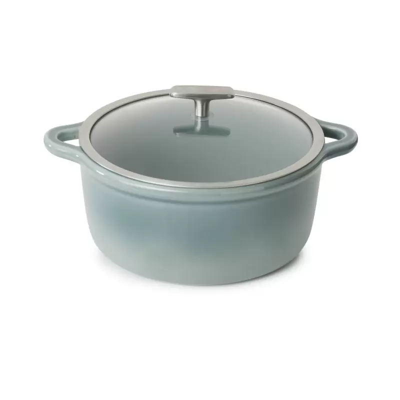 Revol Bombance Collection Round Cocotte 26 cm Induction With Glass Lid - Cloud Grey Glass Induction