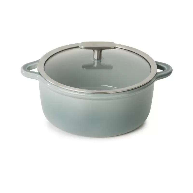 Revol Bombance Collection Round Cocotte 22 cm Induction With Glass Lid - Cloud Grey Glass Induction