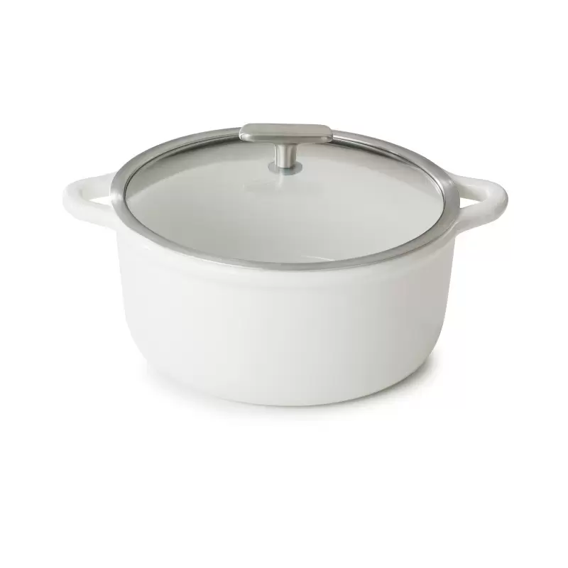 Revol Bombance Collection Round Cocotte 26 cm Induction With Glass Lid - Alabaster white Glass Induction