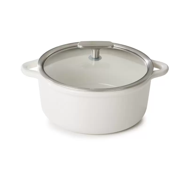 Revol Bombance Collection Round Cocotte 22 cm Induction With Glass Lid - Alabaster white Glass Induction