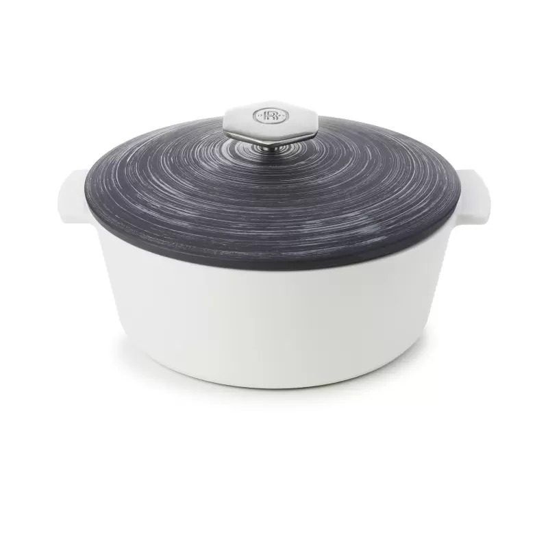 Revol Revolution 2 Collection Round Cocotte 10.25''/26 cm - Matt slate style Induction Crescendo argent