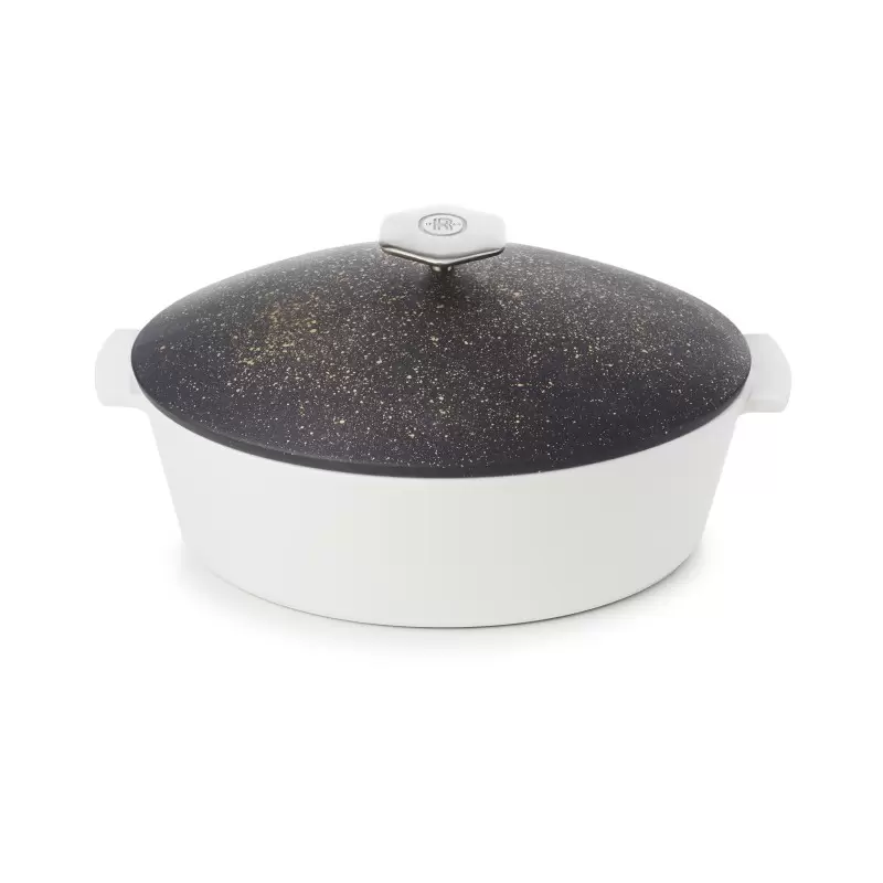 Revol Revolution 2 Collection Oval Cocotte 12.75''/32.5 cm - Matt slate style Induction Cosmos gold