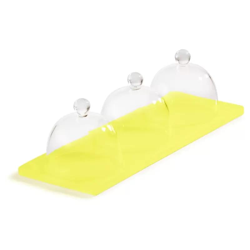 Revol SWEETIE Collection Tray With 3 Cloches - Lemon Nacryl - Set of 6 pcs