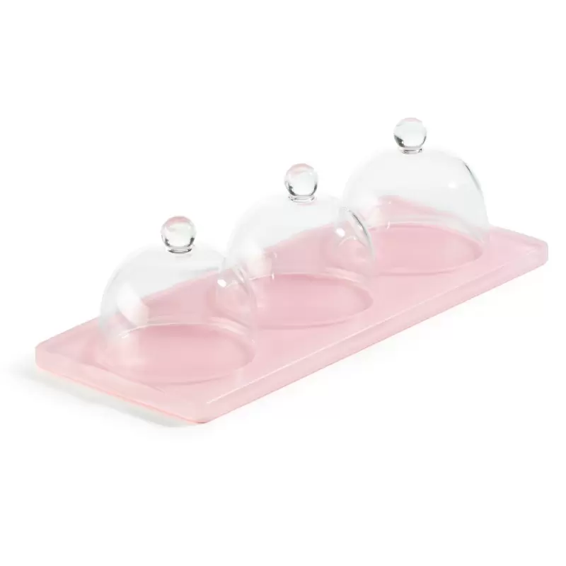 Revol SWEETIE Collection Tray With 3 Dome - Pink Nacryl - Set of 6 pcs