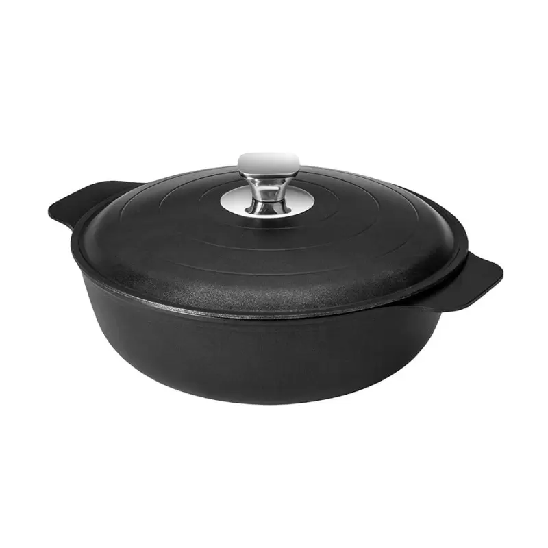 Rosseto Cooklite Black -Cast Aluminum Coated Casserolw with Lid - 2 QT - 1 Piece - 12.5 x 9.5 x 5 In.