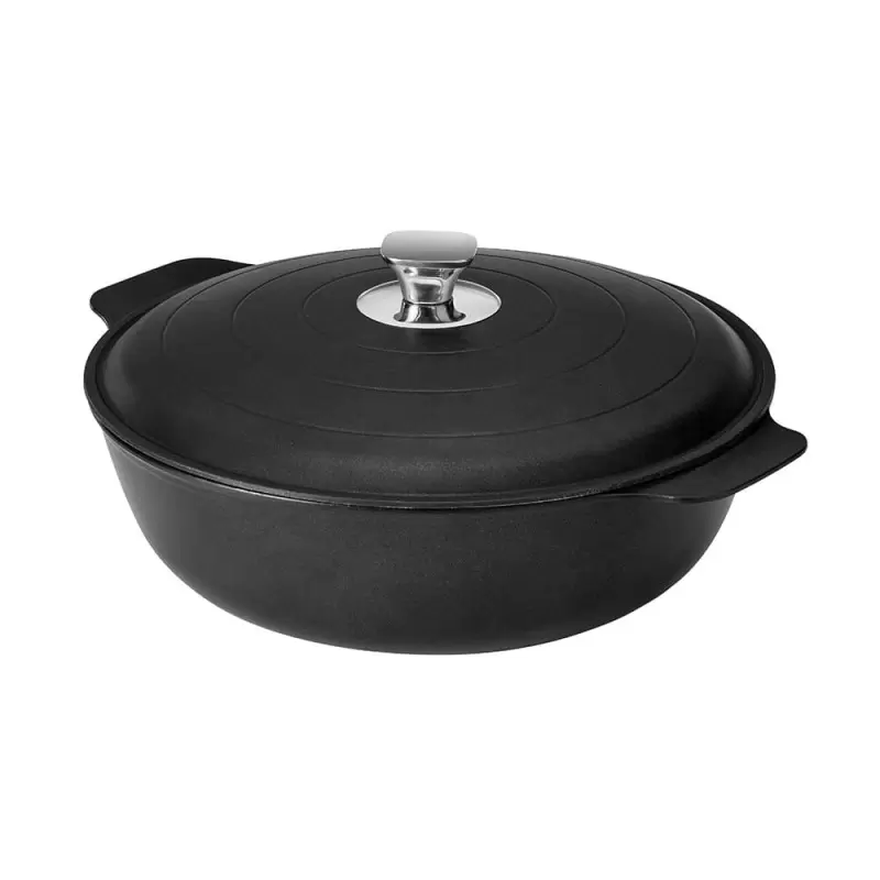 Rosseto Cooklite Black -Cast Aluminum Coated Casserole with Lid - 7 QT - 1 Piece - 15.75 x 12.5 x 6.5 In.