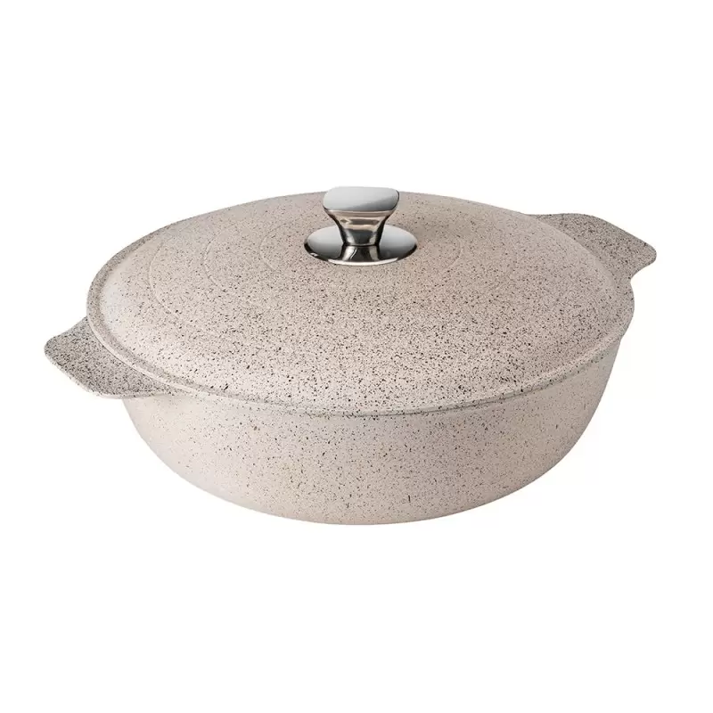 Rosseto Cooklite Cream - Cast Aluminum coated Casserole with lid - 7 QT - 1 Piece - 15.75 x 12.5 x 6.5 In.