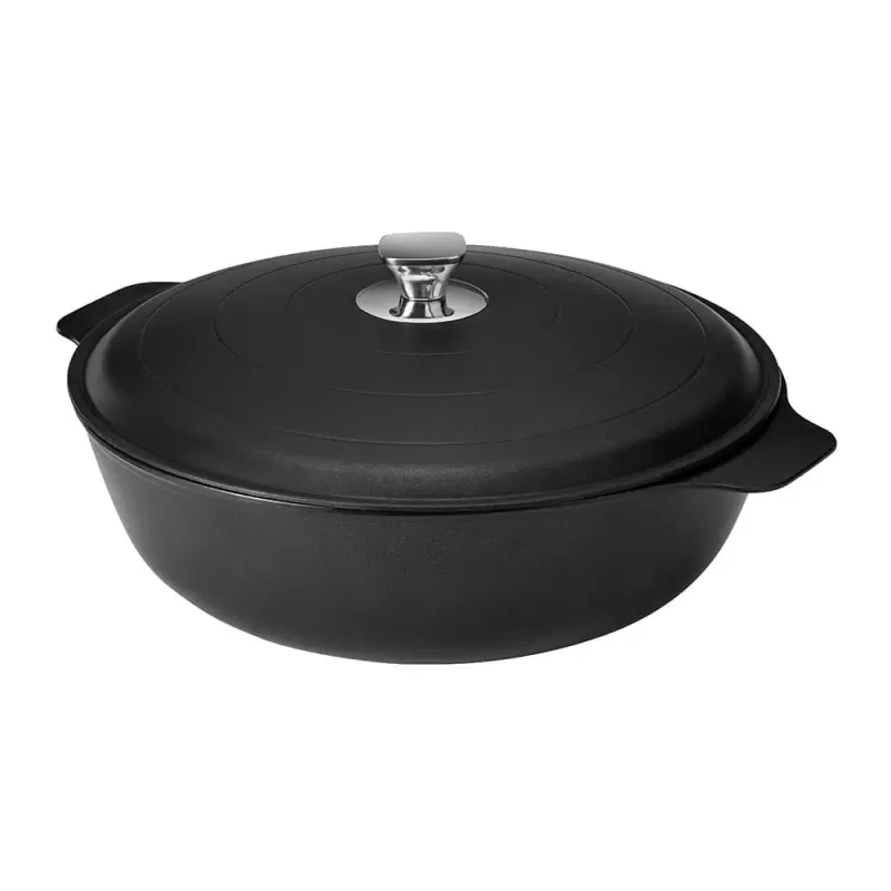 Rosseto Cooklite Black -Cast Aluminum Coated Casserole with Lid - 4.75 QT - 1 Piece - 14.25 x 11 x 5.5 In.