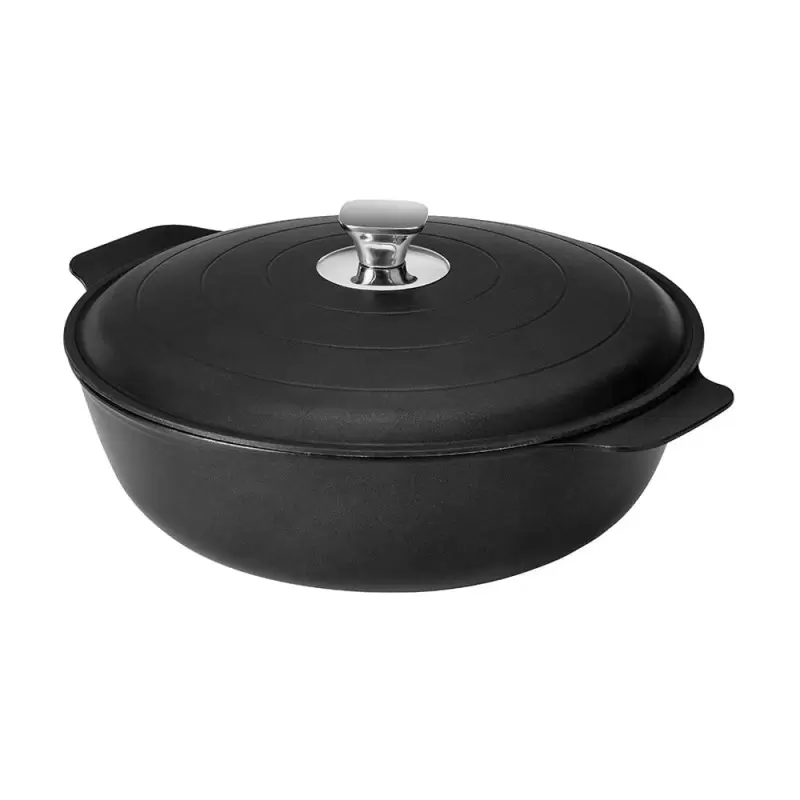 Rosseto Cooklite Black -Cast Aluminum Coated Casserole with Lid - 9.5 QT - 1 Piece - 17.5 x 14.25 x 6.5 In.