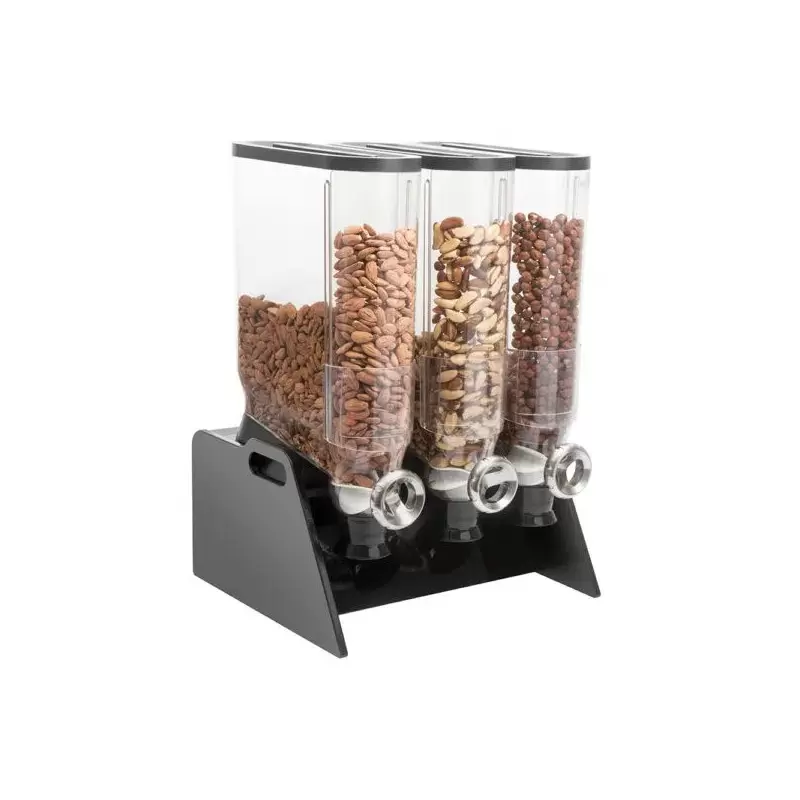 Rosseto PRO-BULK 3.5 Gal. 3-Container Tabletop Dispenser with Black Acrylic Stand and Tray - 1 Piece - 17.75 x 20.5 x 25.13 In.