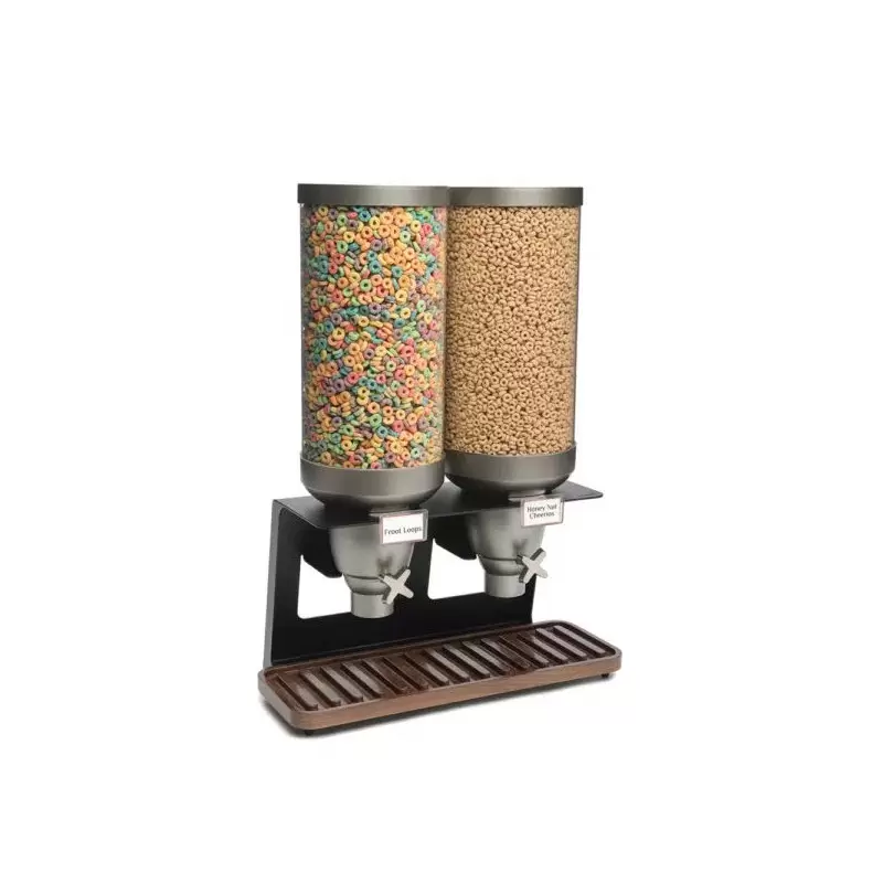 Rosseto EZ-SERV 3.5 Gal. 2-Container Tabletop Dispenser with Walnut Tray - 1 Piece - 21.13 x 10 x 29 In.