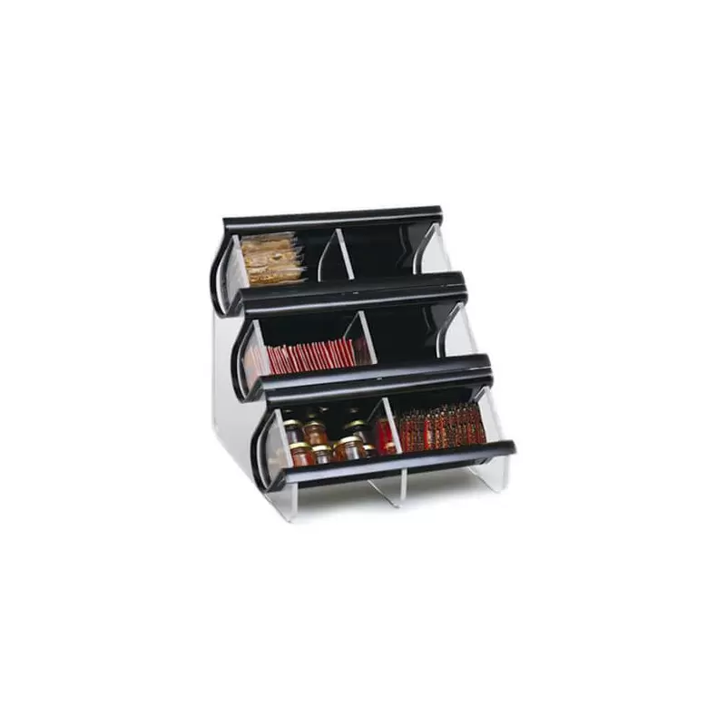 Rosseto EZ-Organizer 6 Compartment Black Acrylic Double Unit - 1 Piece - 13.88 x 14.75 x 14.75 In.