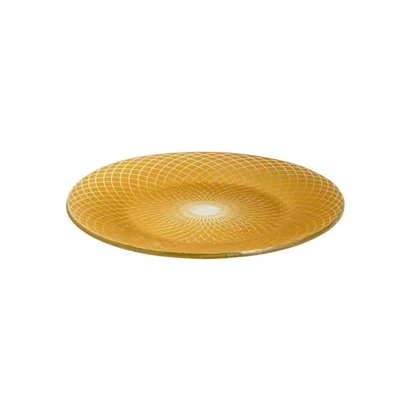 Rosseto Spiro Gold 15.6" Round Handmade Glass Platter - 1 Piece - 15.6x15.6x1.2 In.