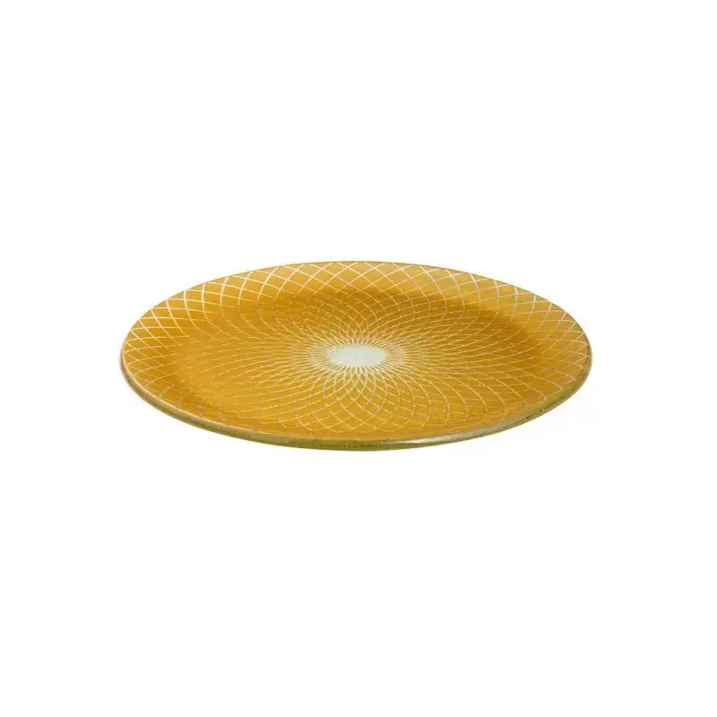 Rosseto Spiro Gold 13" Round Handmade Glass Platter - Set of 2 - 12.8x12.8x0.7 In.