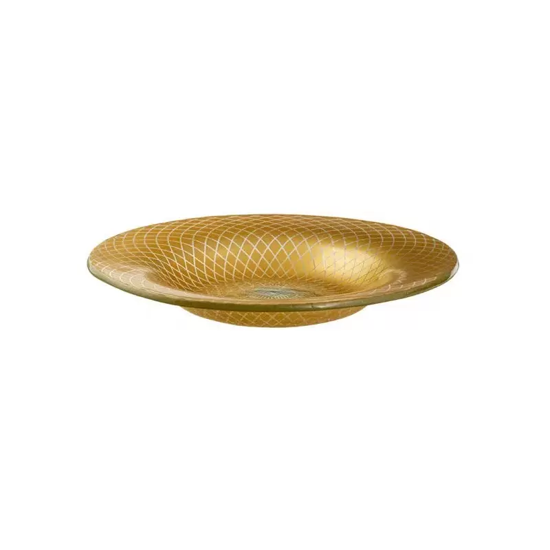 Rosseto Spiro Gold 15.4" Round Wide Rim Handmade Glass Bowl - 1 Piece - 15.4x15.4x2.2 In.