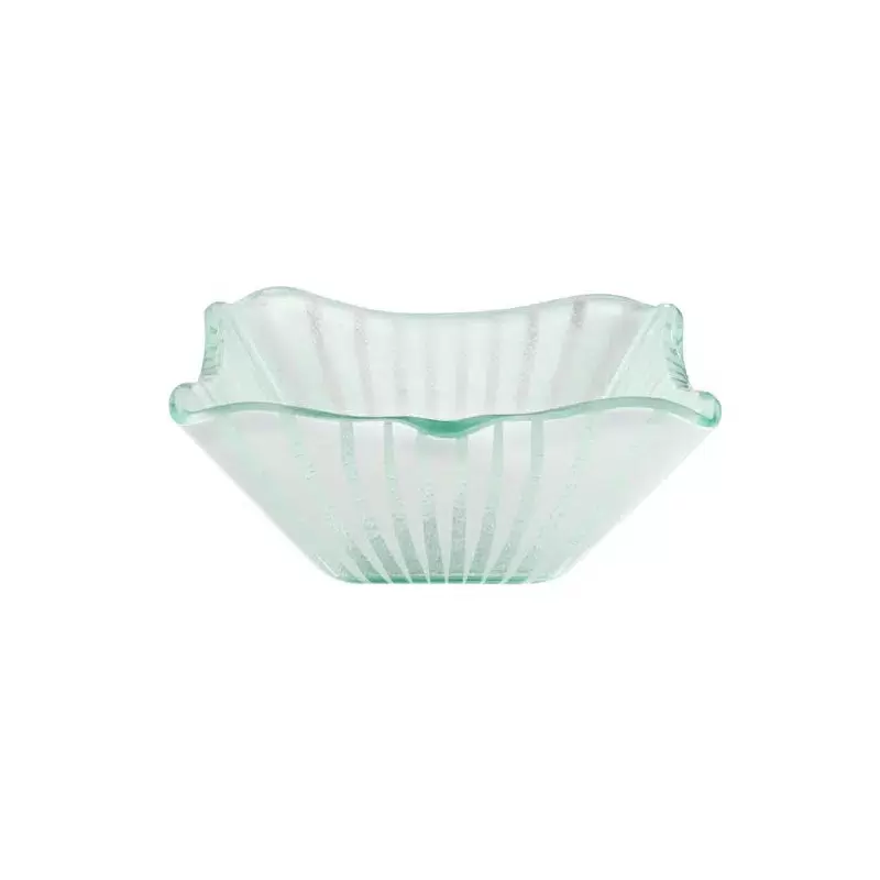 Rosseto Stelo White 10" Square Handmade Glass Bowl - Set of 2 - 9.5x9.5x4.3 In.