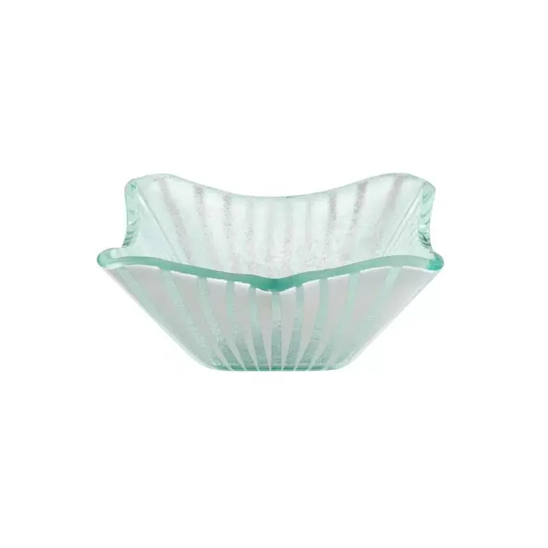 Rosseto Stelo White 7" Square Handmade Glass Bowl - Set of 6 - 6.7x6.7x3.1 In.